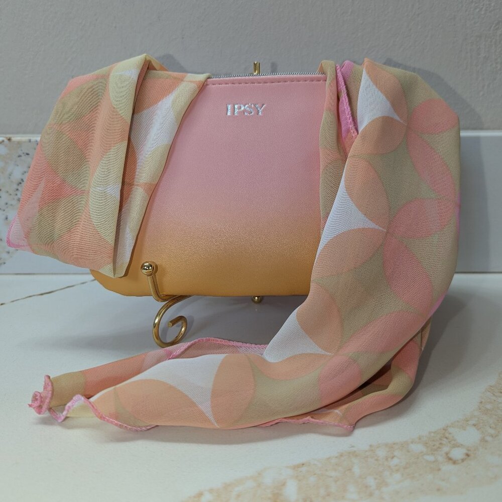 Ipsy wristlet, scarf and beauty bundle. Beauty items are new in packages.